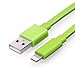 YellowKnife MFi Certified-IOS 7 Noodle Flat 8pin Lightning (3.2ft) Colorful USB Cable Supports Charging And Syncing for iPhone 5 5S 5C,iPad (Air/4th generation),iPad mini,iPod (7th generation),iPod touch (5th generation)&iPod nano(7th generation) With ZEISS Zeiss Pre-Moistened Lens Cloths (Green-T)