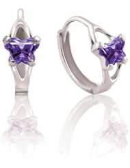 Bfly® Girls 14k Gold February Birthstone CZ Butterfly Hinged Earrings