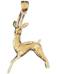 Dazzlers Solid 14 karats gold Deer Charm Pendant Available in three colors from jewelsberry (weights: 3.3 grams only)
