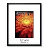 IMAGE OF SET of 6 - 11x14 Frosted Black Aluminum Metal Picture Frame and Glass with Single White Mat for 8.5x11.