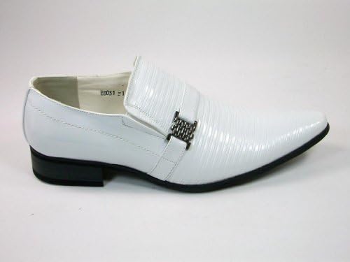Mens White Pointy Toe Designer Patent Leather Dress Casual Formal Shoes