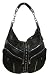 Kayne Silver Zipper Chain Strap Hobo Shoulder Bag in Black