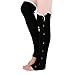 Tirain Women Knitted Flat Button Down Crochet Leg Warmers with Lace Trim FBA(Black)