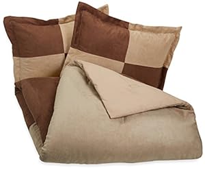 AmazonBasics Two-Tone Microsuede Comforter Set - Full/Queen, Chocolate