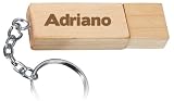 Engraved Wooden USB Flash Drive 8 GB with chain - Engraved name Adriano