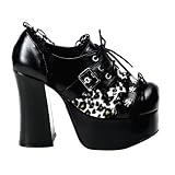 4 1/2 Platform Sexy Shoes Gothic Style Oxfords Chunky Heel Cheetah Print Lace Up