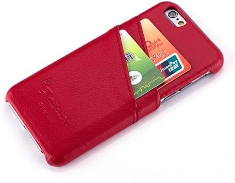 Hwisdom Iphone 6 Case 4.7 Inch Premium Genuine Leather Wallet Case with Credit Card Id Holders for Iphone6 (iphone6 4.7-Red)