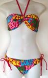 Juniors - Sexy Love and Peace Print 2 PC Bikini Swimsuit Bandeau Top/String Bottom Bikini Bathing Suit by HEAT Swimwear. Fully lined. Adjustable Ties. Gorgeous!!