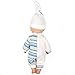 Mingao 14 Inches High Simulation Baby Doll's Clothes Brown Stripes Rompers Suit with Hat