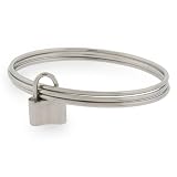 Ladies Stainless Steel Multi-Bangle Lock Charm Bracelet, 7.25