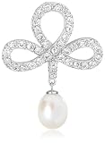 Sterling Silver White Freshwater Cultured Pearl and Cubic Zirconia Pendant