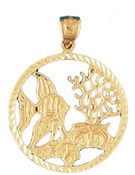 Dazzlers Solid 14 karats Gold Angelfish Goldfish Charm Pendant available in three colors from jewelsberry (weights: 4.5 grams only)