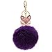 Generic Real Fox Fur Ball with Artificial Fox Head Inlay Pearl Rhinestone Key Chain for Womens Bag or Cellphone or Car Pendant
