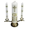 3-pc Wedding Candle Set with Brass Base