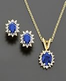 18k Gold over Sterling Silver Sapphire (2-1/5 ct. t.w.) & Diamond Accent Pendant & Earrings Set