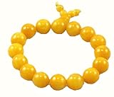 Yellow Jade Prayer Beads Tibetan Buddhist Wrist Mala Bracelet