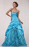 #1816 Turquoise Strapless Lace Wedding Pageant Ball Gown