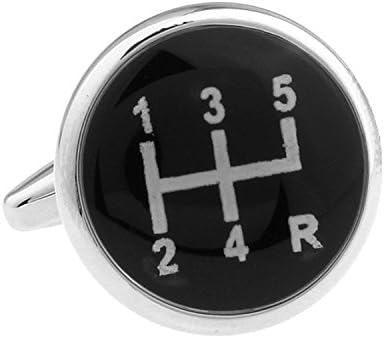JustSong Silver Black Gear Shifter Car Auto Racing Groom Marriage Wedding Cufflinks