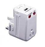 International Plug Adapter with USB (White) (5H x 3W x 5D)
