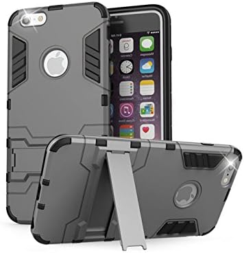 iPhone 6s plus case iPhone 6/6s plus armor antiskid bracket shell,(press resistant)，(Shock absorption), protective containment(Light grey)