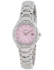 Seiko Womens SXDC53 Crystal Sporty Dress Pink Dial Watch