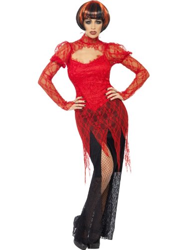 Smiffys Womens Red-Black Lace Vampiress Costume -US Dress