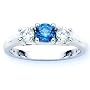 14K White Gold Round 3 Stone Blue Diamond and White Diamond Ring (1 cttw)