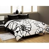 Black White Girls Flowered Twin Comforter Set