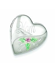 Genuine .925 Sterling Silver Mom Enamel Flower 20mm Falling Heart Locket 3.3 Grams. 100% Satisfaction Guaranteed.