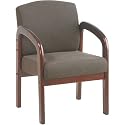 Cherry-Finish Wood Visitors Chair - Taupe