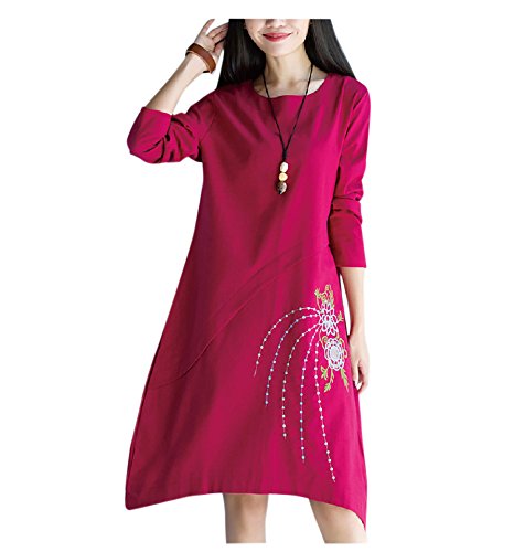 formanism エレガント シンプル 美ライン 長袖 コットン ドレス ワンピース レディース