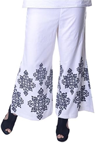 Vastra Vinod Women's Rayon Palazzo XXXXX-Large White