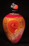Funeral Urns: Sea of Life Glass Urn- Fiery Orange & Red