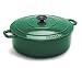World Cuisine Oval Enamel Cast Iron Dutch Oven 5 1/2 Quart with Lid, Green