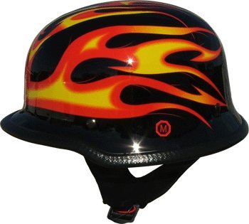 DOT German Motorcycle Helmet 115 Fire Flame size medium