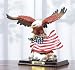PATRIOTIC AMERICAN FLAG FLYING EAGLE WOOD BASE STATUE