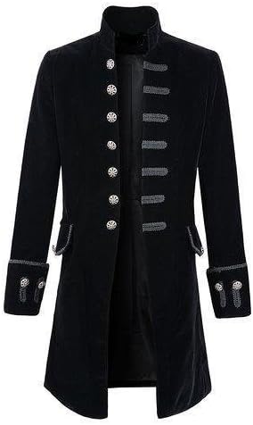 New Mens Velvet Goth Steampunk Victorian Frock Coat Black (XX-Large)
