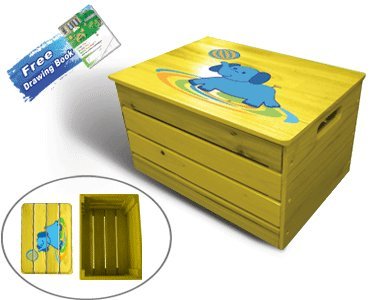 Lohasrus Kids Patio Toy Chest 15017 - Non-toxic Stained Fir, Indoor / Outdoor, for ages 2 to 5, Free Drawing Book