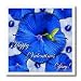 Hummingbird Blue and White Hibiscus Valentines - 8x8 Iron On Heat Transfer For White Material