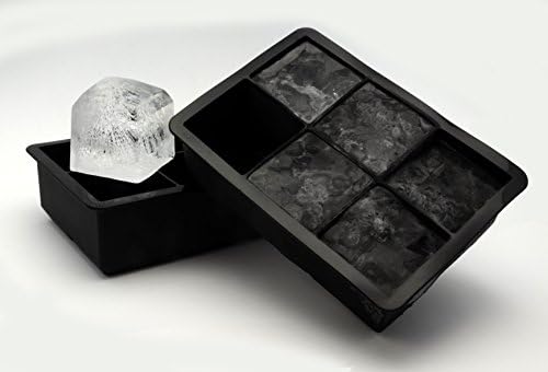 CookEasy Premium Silicone Ice Cube Tray - King Size Square 2 Inch Ice Cubes - 2 Pack - Black