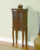 Louis Philippe Style Wood Walnut Finish Jewelry Armoire Chest