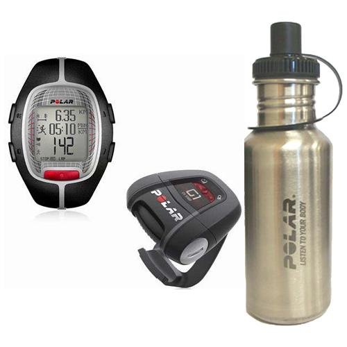 Polar 99039464 RS300XG1BK Heart Rate Monitor With G1 GPS Black with Stainless Steel Water Bottle