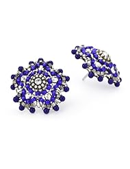 Miguel Ases Lapis and Sterling Silver Button Earrings