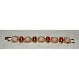 Vintage Iridescent Opalite & Amber Cabochon Bracelet