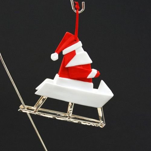 Origami Santa in Sleigh Ornament