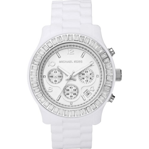Michael Kors Watches Michael Kors Ladies Glitz Chronograph White Dial Watch