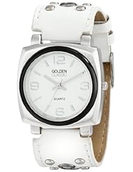 Golden Classic Womens 2267_white "Off the Cuff" Vintage Leather Studded Band Watch