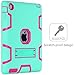 iPad 4 Case,iPad 2 Case,iPad 3 Case,BENTOBEN Kickstand Hybrid 3 In 1 Shockproof High Impact Resistant Heavy Duty Rugged Full Body Protective Case for iPad 2 3 4 Retina, Mint Green & Rose Red
