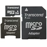 Transcend - Flash memory card ( microSD to SD/mini SD adapters included ) - 2 GB - microSD