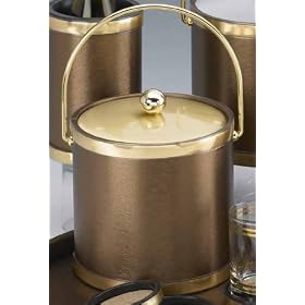 Kraftware 46868 Brushed Silk - Bronze 3 Quart Ice Bucket with Bale Handle, Bands and Metal... by Kraftware
